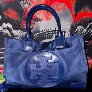 Tory Burch Ella Nylon/Patent Large Tote in EUC!!
